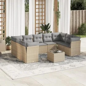 Gartensofa-Set mit 10-teiligen beigen Kissen aus synthetischem Rattan. von , Gartensets - Ref: Foro24-3218139, Preis: 582,76 ...