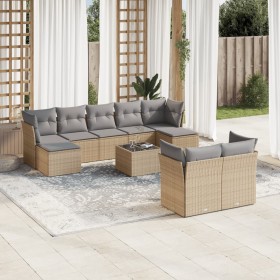 Gartensofa-Set mit 10-teiligen beigen Kissen aus synthetischem Rattan. von , Gartensets - Ref: Foro24-3218319, Preis: 582,76 ...