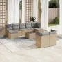 Gartensofa-Set mit 10-teiligen beigen Kissen aus synthetischem Rattan. von , Gartensets - Ref: Foro24-3218319, Preis: 581,85 ...
