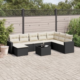 8-teiliges Gartensofa-Set und Kissen aus schwarzem Kunststoff-Rattan. von , Gartensets - Ref: Foro24-3219356, Preis: 480,15 €...