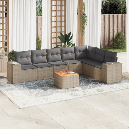 Juego de sofás de jardín con cojines beige 8 pzas ratán PE by , Garden sets - Ref: Foro24-3225478, Price: 484,22 €, Discount: %