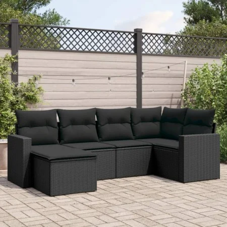Set de sofás de jardín 6 piezas y cojines ratán sintético negro by , Garden sets - Ref: Foro24-3219245, Price: 385,12 €, Disc...
