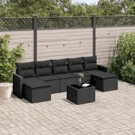 Set de sofás de jardín 8 piezas y cojines ratán sintético negro by , Garden sets - Ref: Foro24-3219335, Price: 449,43 €, Disc...