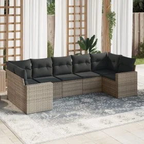 Set de sofás de jardín 7 piezas con cojines ratán PE gris by , Garden sets - Ref: Foro24-3219380, Price: 442,99 €, Discount: %