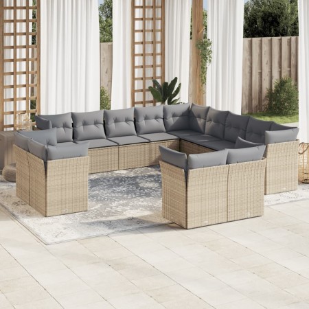 Gartensofagarnitur mit 13-teiligen Kissen aus synthetischem Rattan in Beige. von , Gartensets - Ref: Foro24-3250388, Preis: 9...