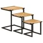 Mesas de centro apilables 3 pzas madera maciza mango y hierro by , Side tables - Ref: Foro24-358561, Price: 69,56 €, Discount: %
