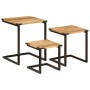 Mesas de centro apilables 3 pzas madera maciza mango y hierro by , Side tables - Ref: Foro24-358561, Price: 76,12 €, Discount: %