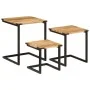 Mesas de centro apilables 3 pzas madera maciza mango y hierro by , Side tables - Ref: Foro24-358561, Price: 69,56 €, Discount: %