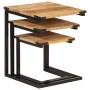 Mesas de centro apilables 3 pzas madera maciza mango y hierro by , Side tables - Ref: Foro24-358561, Price: 76,12 €, Discount: %