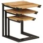 Mesas de centro apilables 3 pzas madera maciza mango y hierro by , Side tables - Ref: Foro24-358561, Price: 69,56 €, Discount: %