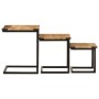 Mesas de centro apilables 3 pzas madera maciza mango y hierro by , Side tables - Ref: Foro24-358561, Price: 76,12 €, Discount: %
