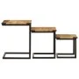Mesas de centro apilables 3 pzas madera maciza mango y hierro by , Side tables - Ref: Foro24-358561, Price: 69,56 €, Discount: %