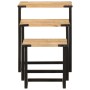 Mesas de centro apilables 3 pzas madera maciza mango y hierro by , Side tables - Ref: Foro24-358561, Price: 76,12 €, Discount: %