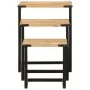 Mesas de centro apilables 3 pzas madera maciza mango y hierro by , Side tables - Ref: Foro24-358561, Price: 69,56 €, Discount: %