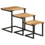 Mesas de centro apilables 3 pzas madera maciza mango y hierro by , Side tables - Ref: Foro24-358561, Price: 76,12 €, Discount: %
