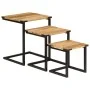 Mesas de centro apilables 3 pzas madera maciza mango y hierro by , Side tables - Ref: Foro24-358561, Price: 69,56 €, Discount: %