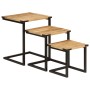 Mesas de centro apilables 3 pzas madera maciza mango y hierro by , Side tables - Ref: Foro24-358561, Price: 76,12 €, Discount: %