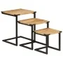 Stapelbare Couchtische, 3-teilig, Massivholz aus Mangoholz und Eisen. von , Seitentische - Ref: Foro24-358561, Preis: 69,83 €...
