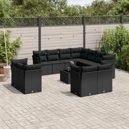 Gartensofa-Set 12-teilig mit schwarzen synthetischen Rattankissen von , Gartensets - Ref: Foro24-3250354, Preis: 851,51 €, Ra...