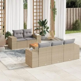 Garden sofa set with cushions 6 pieces beige synthetic rattan by , Garden sets - Ref: Foro24-3257662, Price: 502,88 €, Discou...