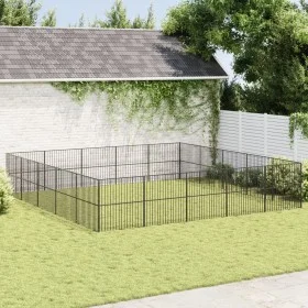 Dog playpen with 20 black galvanized steel panels by , Dog kennels - Ref: Foro24-3209556, Price: 482,72 €, Discount: %