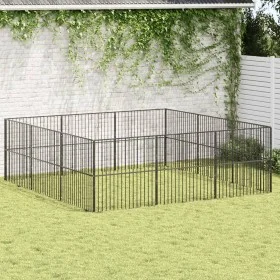 Dog playpen with 12 black galvanized steel panels by , Dog kennels - Ref: Foro24-3209554, Price: 291,59 €, Discount: %