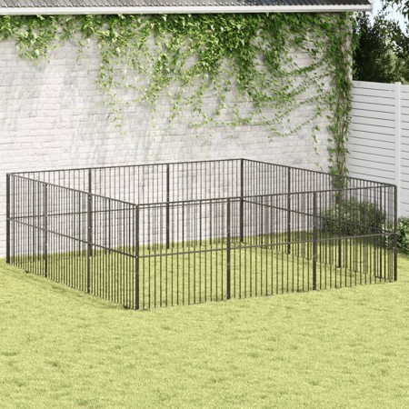 Corralito para perros con 12 paneles acero galvanizado negro de , Casetas para perros - Ref: Foro24-3209554, Precio: 297,43 €...
