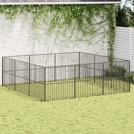 Hundelaufstall mit 12 schwarz verzinkten Stahlplatten von , Hundehütten - Ref: Foro24-3209554, Preis: 297,55 €, Rabatt: %