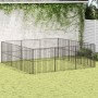 Corralito para perros con 12 paneles acero galvanizado negro de , Casetas para perros - Ref: Foro24-3209554, Precio: 297,43 €...
