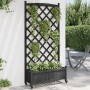 Planter with trellis and wheels solid black fir wood by , Pots and planters - Ref: Foro24-3207655, Price: 166,44 €, Discount: %