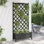 Planter with trellis and wheels solid black fir wood by , Pots and planters - Ref: Foro24-3207655, Price: 156,90 €, Discount: %