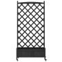 Planter with trellis and wheels solid black fir wood by , Pots and planters - Ref: Foro24-3207655, Price: 166,44 €, Discount: %