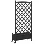 Jardinera con enrejado y ruedas madera maciza de abeto negro de , Maceteros y jardineras - Ref: Foro24-3207655, Precio: 169,6...