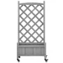 Planter with trellis and wheels solid gray fir wood by , Pots and planters - Ref: Foro24-3207648, Price: 82,58 €, Discount: %