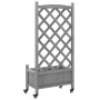 Planter with trellis and wheels solid gray fir wood by , Pots and planters - Ref: Foro24-3207648, Price: 82,58 €, Discount: %