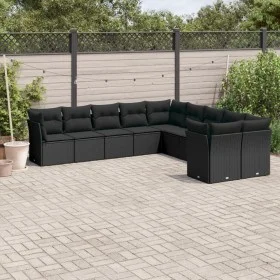 Gartensofa-Set 10-teilig mit schwarzen synthetischen Rattankissen von , Gartensets - Ref: Foro24-3218235, Preis: 661,92 €, Ra...