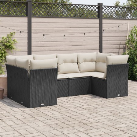6-teiliges Gartensofa-Set und schwarze synthetische Rattankissen von , Gartensets - Ref: Foro24-3218106, Preis: 363,24 €, Rab...