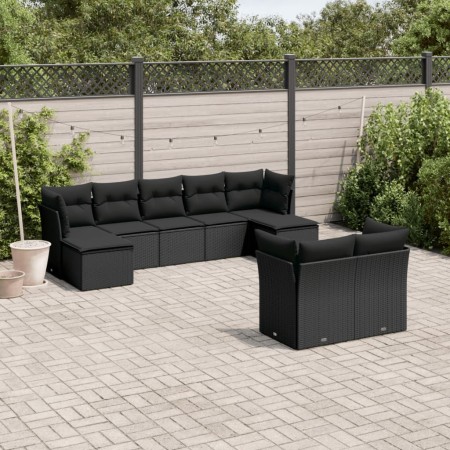 8-piece garden sofa set and black synthetic rattan cushions by , Garden sets - Ref: Foro24-3218305, Price: 553,45 €, Discount: %