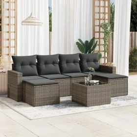 Set de sofás de jardín 7 piezas con cojines ratán PE gris de , Conjuntos de jardín - Ref: Foro24-3219320, Precio: 376,71 €, D...