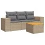 Gartensofa-Set mit Kissen, 4-teilig, beiges synthetisches Rattan von , Gartensets - Ref: Foro24-3225317, Preis: 267,29 €, Rab...