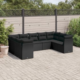 8-teiliges Gartensofa-Set und schwarze synthetische Rattankissen von , Gartensets - Ref: Foro24-3218125, Preis: 563,23 €, Rab...