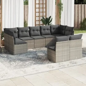 9-piece garden furniture set and gray synthetic rattan cushions by , Garden sets - Ref: Foro24-3218150, Price: 526,64 €, Disc...