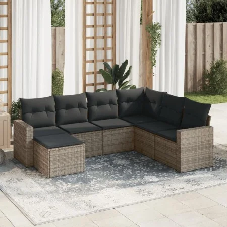 7-teiliges Gartensofa-Set mit grauen PE-Rattan-Kissen von , Gartensets - Ref: Foro24-3219290, Preis: 412,26 €, Rabatt: %