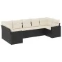 Set de comedor de jardín 7 pzas y cojines ratán sintético negro de , Conjuntos de jardín - Ref: Foro24-3219376, Precio: 444,0...