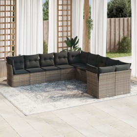 10-piece garden sofa set with gray synthetic rattan cushions by , Garden sets - Ref: Foro24-3218240, Price: 582,09 €, Discoun...