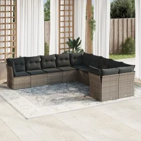 10-piece garden sofa set with gray synthetic rattan cushions by , Garden sets - Ref: Foro24-3218240, Price: 581,76 €, Discoun...