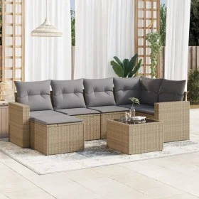 7-piece garden sofa set and beige synthetic rattan cushions by , Garden sets - Ref: Foro24-3219259, Price: 424,15 €, Discount: %