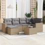 Set sofás de jardín 7 piezas y cojines ratán sintético beige de , Conjuntos de jardín - Ref: Foro24-3219259, Precio: 425,11 €...