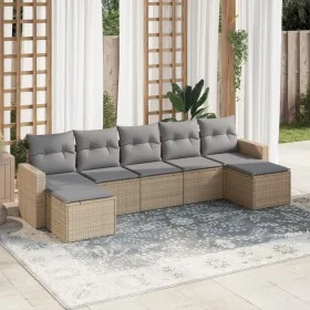 7-piece garden sofa set and beige synthetic rattan cushions by , Garden sets - Ref: Foro24-3219329, Price: 392,42 €, Discount: %