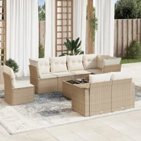 9-teiliges Gartensofa-Set mit beigen synthetischen Rattankissen von , Gartensets - Ref: Foro24-3219238, Preis: 640,39 €, Raba...